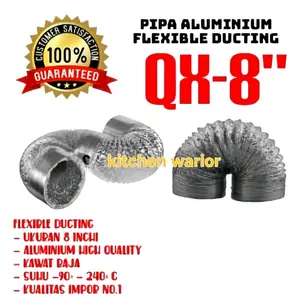 pipa exhaust aluminium 8 inchi tahan panas / flexible ducting 8 in - 1 meter