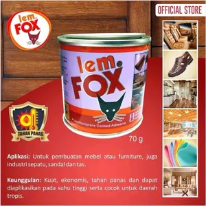 Lem Fox Kaleng 70 Gram || Lem Kuning Serbaguna || Asli Original Lem Kayu Lem Sepatu || Perekat Kayu Kertas Kulit