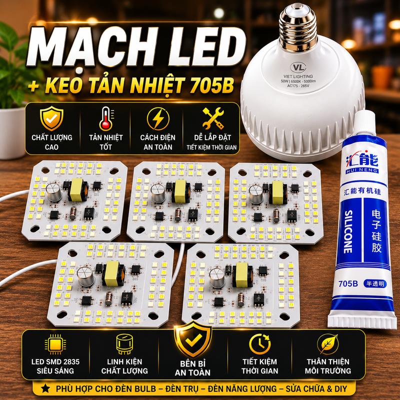 CHIP LED THAY THẾ BÓNG ĐÈN LED DOB 220V AC NỐI SẴN DÂY ĐIỆN