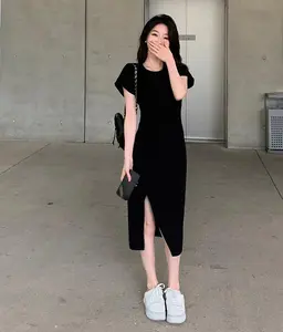 (7825) midi dress hitam press body panjang Wanita party dress Korean Style Aesthetic baju undangan wanita simple pesta mewah elegan import