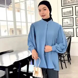 Rania Blouse Wanita - Full Kancing Kemeja Kasual