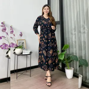 Gamis Midi Tiara Viral Kekinian Busui Resleting Depan Lengan Panjang Karet