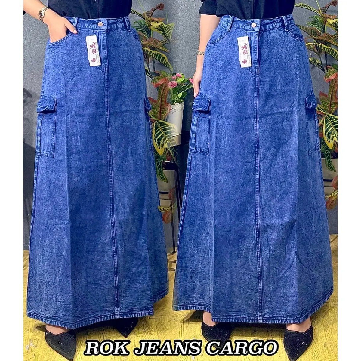 Skirt Rok cargo jeans premium A-line korea. style kekinian