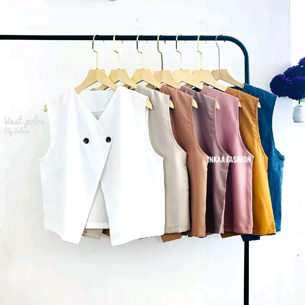 Vest Korean Style Rompi Yoona Atasan Wanita Crop Korean style Premium Rompi Kantor Sleeveless Top