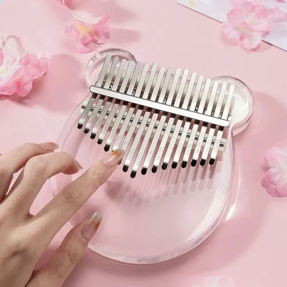 Kalimba Alat Musik Kalimba 17 Keys Acrylic Transparent Rainbow Thumb Piano Gift with Tuner Hammer Stick Finger Kalimba Case Musical Instruments