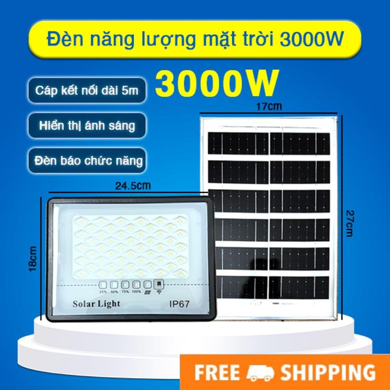 Đèn Năng Lượng Mặt Trời Mắt Ngọc Solar Light 3000W Đèn có thấu kính, chống loá mắt. Điều khiển từ xa - Cảm biến ngày/đêm. Tự đông bật tắt. Không sử dụng điện, Có đèn báo % pin. An toàn, Tiết kiệm đènnang  luong 0