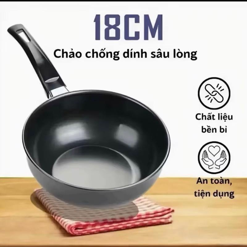 (Giá thanh lý) Chảo chống dính sâu lòng size 18cm siêu bền, sử dụng đa dạng bếp