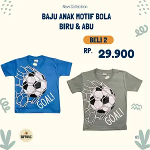 BEETUVI - Paket Hemat 29Ribu Dapat 2 Baju Harian Anak Laki - Laki 3- 8 Tahun Motif Bola Beli 2 Hanya 29Ribu