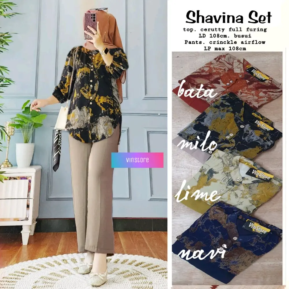 Shavina Setelan Wanita Atasan & Celana by Vinstore