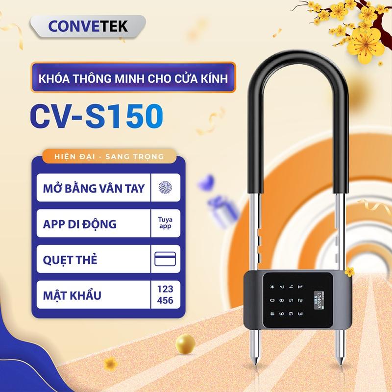 Khoá Vân Tay Chữ U Thông Minh CONVETEK CV-U150 Dùng Cho Cửa Kính với công nghệ không dây Mở Bằng Vân Tay Thẻ Từ App Điện Thoại Điều Khiển Từ Xa Bảo Vệ Nhà Cửa Văn Phòng Chống Cắt Chống Trộm Chống Cạy ổ khoá