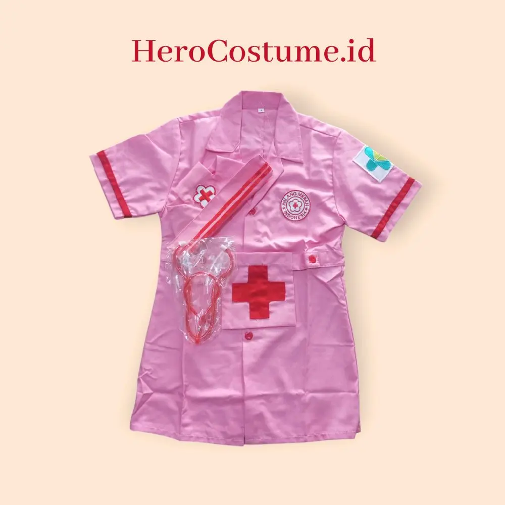 Baju Suster Anak TK Pink (Merah muda)