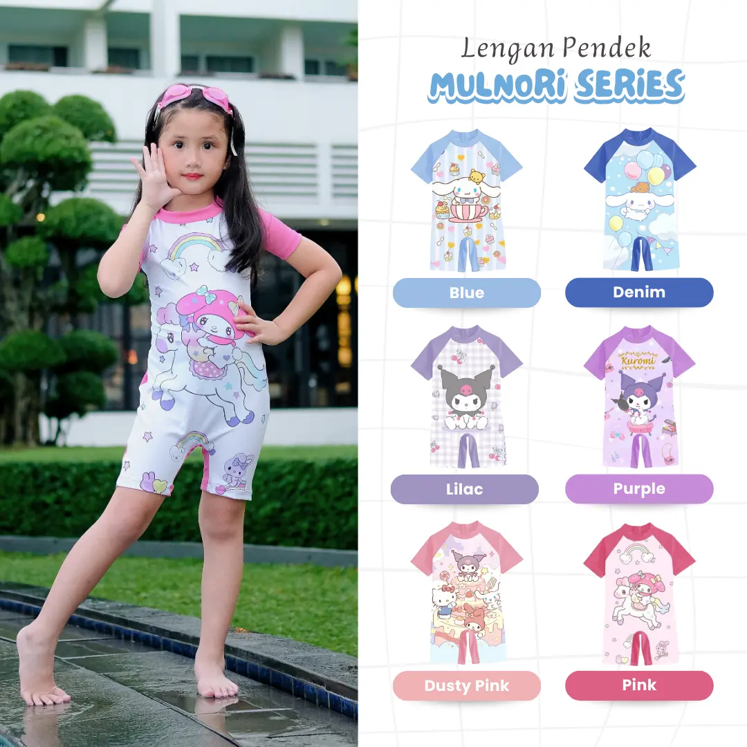 Mizufun Baju Renang Anak Perempuan Lengan Pendek Swimsuit Mulnori Series