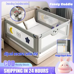 【COD】Pagar tepi kasur anak anti jatuh penghalang tepi kasur anti turun pagar pelindung bayi sisi tunggal batang pagar pelindung kasur naik turun