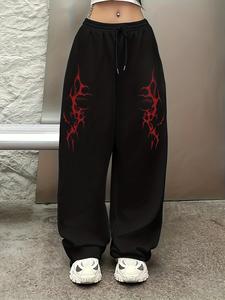 Pantalones deportivos casuales, cintura elástica con cordón, pierna ancha y recta, bolsillos para todas las estaciones, pantalones para mujer