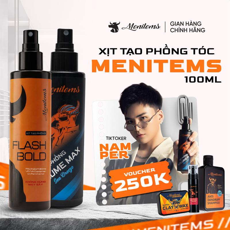 Xịt tạo phồng Menitems Xịt phồng tạo kiểu tóc Giúp Tạo Độ Phồng Tự Nhiên Giữ Nếp Hỗ Trợ Không Gây Bết Tóc 100ML - K1
