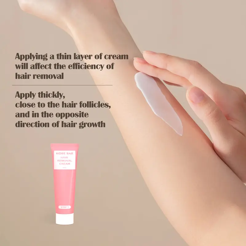 HOBE BAR Gentle Hair Removal Cream with Plant Extracts, Suitable for Both Men and Women (50 ml Depilatory Cream + 30 ml Repair Gel) / Krim Perontok Bulu dengan Ekstrak Tanaman, Cocok untuk Pria dan Wanita (50 ml Krim Depilator + 30 ml Gel Pelembap) Waxing 4