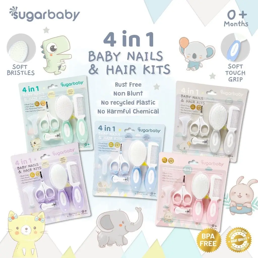 SUGARBABY Sugar Baby 4in1 Baby Nails & Hair Kits / Sisir&Gunting kuku Set/Grooming Set/Sisir Bayi/Gunting Kuku Bayi