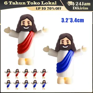 10Pcs Patung Rohani Mini Yesus Hati Kudus / Dekorasi Natal, Paskah, Halloween, Hanukkah / Miniatur PVC Religius Hiasan Meja Rumah & Gereja untuk Suasana Rohani