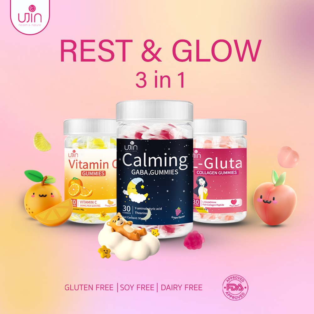 (ตะกร้า Live）Ujin Health & Nature Ujin Sleep First Glow After หลับดี ผิวใส GABA + Gluta + Vit C