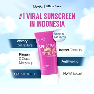 OMG OH MY GLOW BRIGHT TONE UP SUNSCREEN SPF 50 25ml - Tekstur Gel Ringan & Cepat Menyerap Anti Peeling No Whitecast