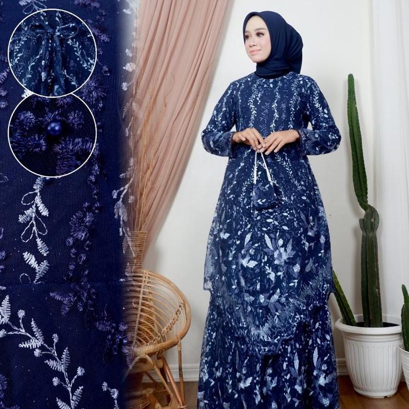 Gamis Tingkat Runcing Gamis Tulle Gamis Modern Baju Pesta Outfit Kondangan Dress Wanita Panjang Muslim Bordir Layer 1