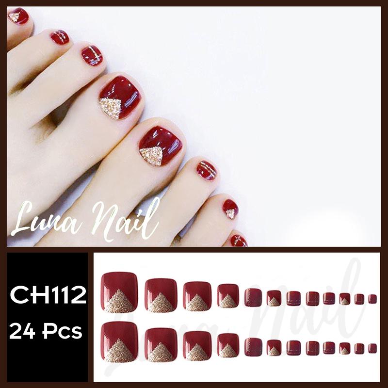 Móng chân Giả Thời Trang Kèm Keo Dán silicon CH112