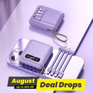 POWWA 10000mAh Portable Power Bank, Multifunctional Mobile Power Bank with Digital Display for Android & iPhone Devices