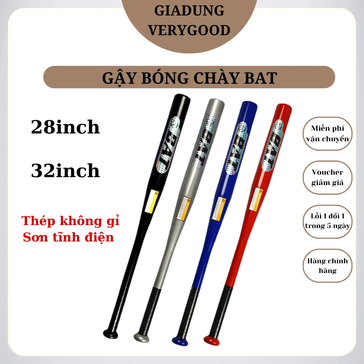 [FREESHIP] Gậy bóng chày 71cm (28 inch) 81cm (32inch) tập luyện cùng nhau và thi đấu thể thao BAT đúc nhôm sắt luyện kim cứng cáp Nam Sport