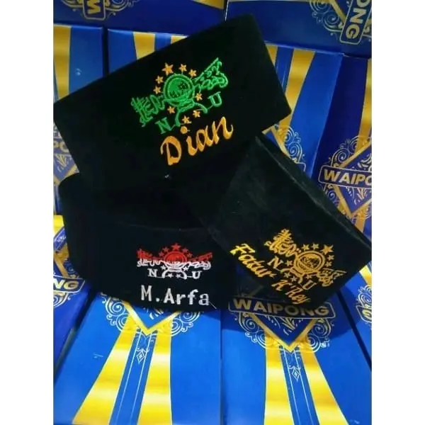 peci motif NU bahan bludru peci anak plus nama/LED Songkok Muslim