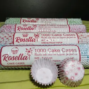 Rosella Cup Kue Kertas Kue Cake Cases Motif uk 9.5 isi 1000 pcs. kertas kue yang higienis untuk penggunaan makanan