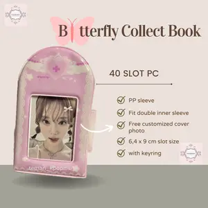 (Free cover) Butterfly Collect Book 1P Kolbuk isi 40 Slot Album Photocard Kpop - Album Mini Korea Heart Album Kancing Plastik Foto Case