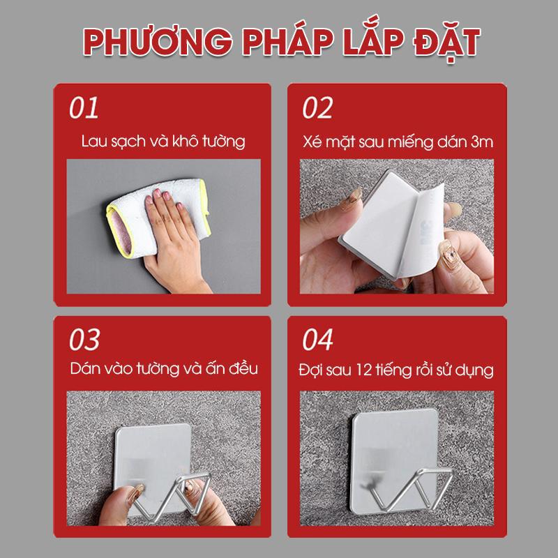 Móc dán tường nhà bếp đa năng RX17 gác nắp nồi, đồ gác nắp vung nồi, treo thớt, treo rổ rá, chất liệu INOX không rỉ 6