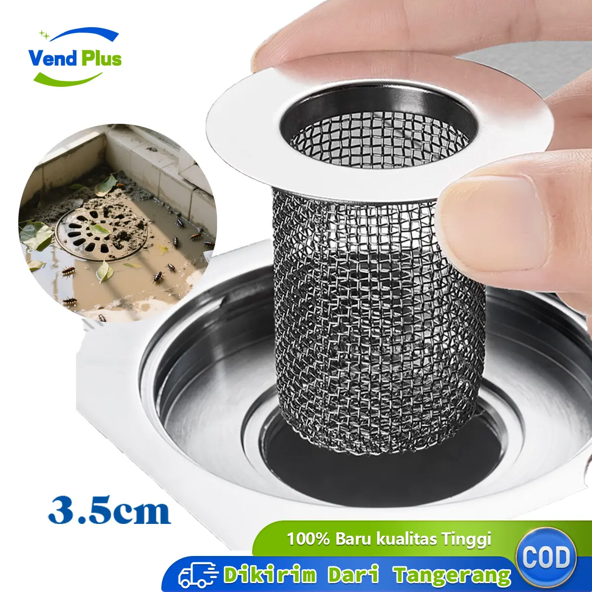 Saringan Got Penutup Keranjang Kamar Mandi Stainless Steel 304 Anti Kecoa Anti-hama Penutup Penyegel Antimenyumbat Makanan Rambut
