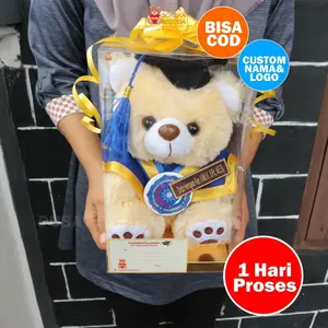 Boneka Wisuda Kado Wisuda Hadiah untuk Graduation Teddy Bear yang Besar Free Custom Nama Box Mika yang Aesthetic bisa untuk Tahfidz Dolls