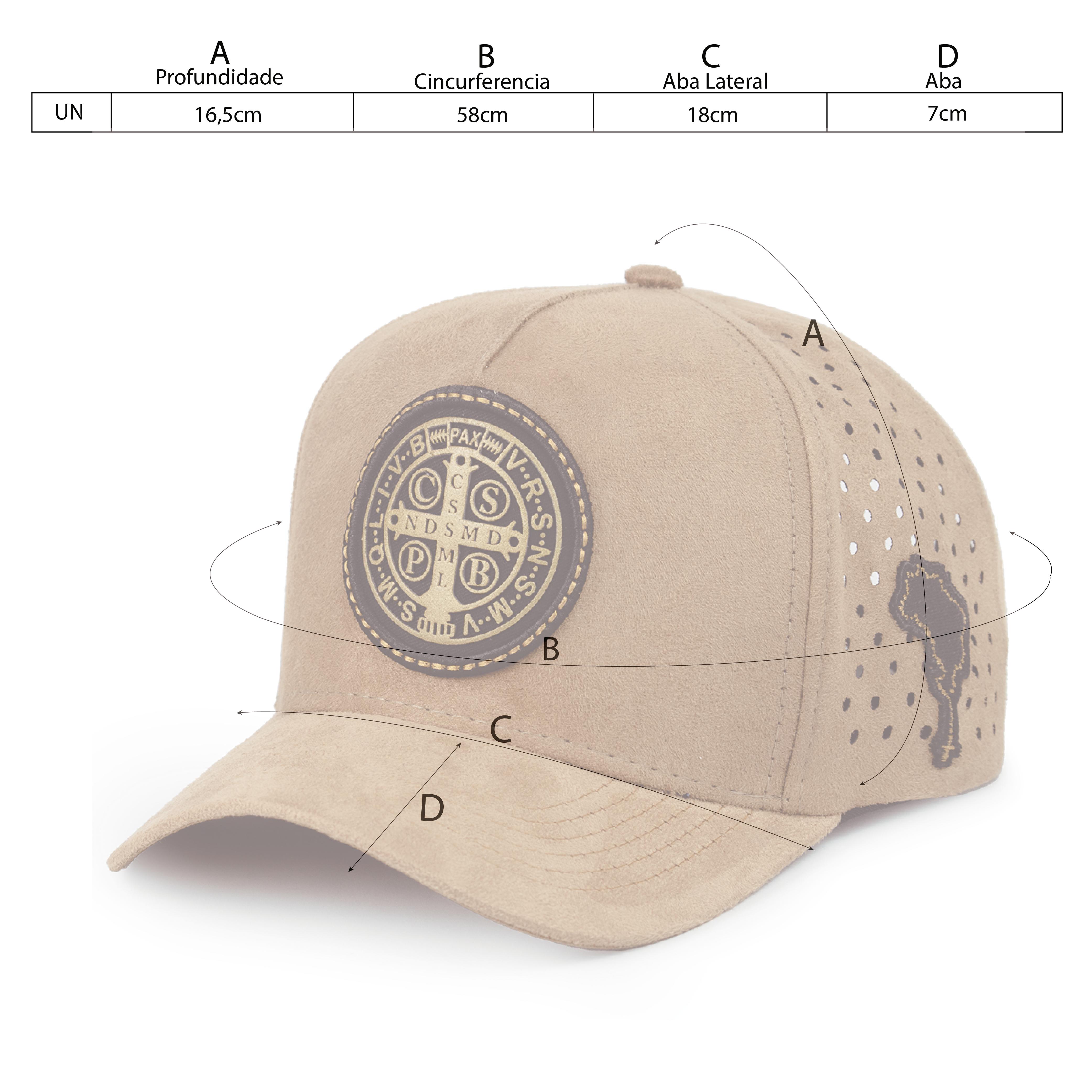 Boné Trucker Medalha De São Bento Country Masculino Furadinho Em Camurça Ajuste Fitão Várias Cores Premium