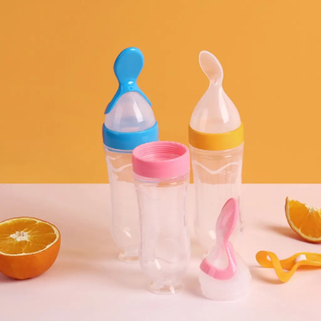 ACCBAYI ACC0035 SENDOK BOTOL silikon silicone makan bayi mpasi baby feeder Botol Dot Silicone Biru Bunda