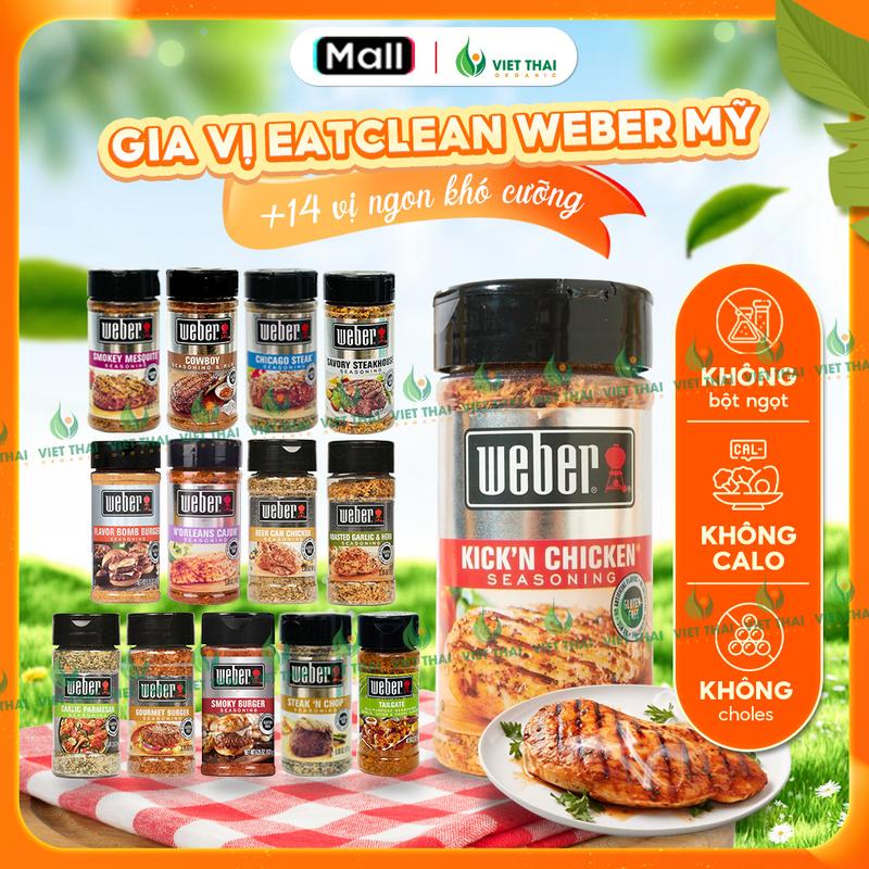 +14 VỊ Gia Vị Eatclean Không Calo Weber Mỹ - Bột Ướp Gia Vị Ăn Healthy Xào Nướng Ngon Chuẩn Vị Việt Thái Organic