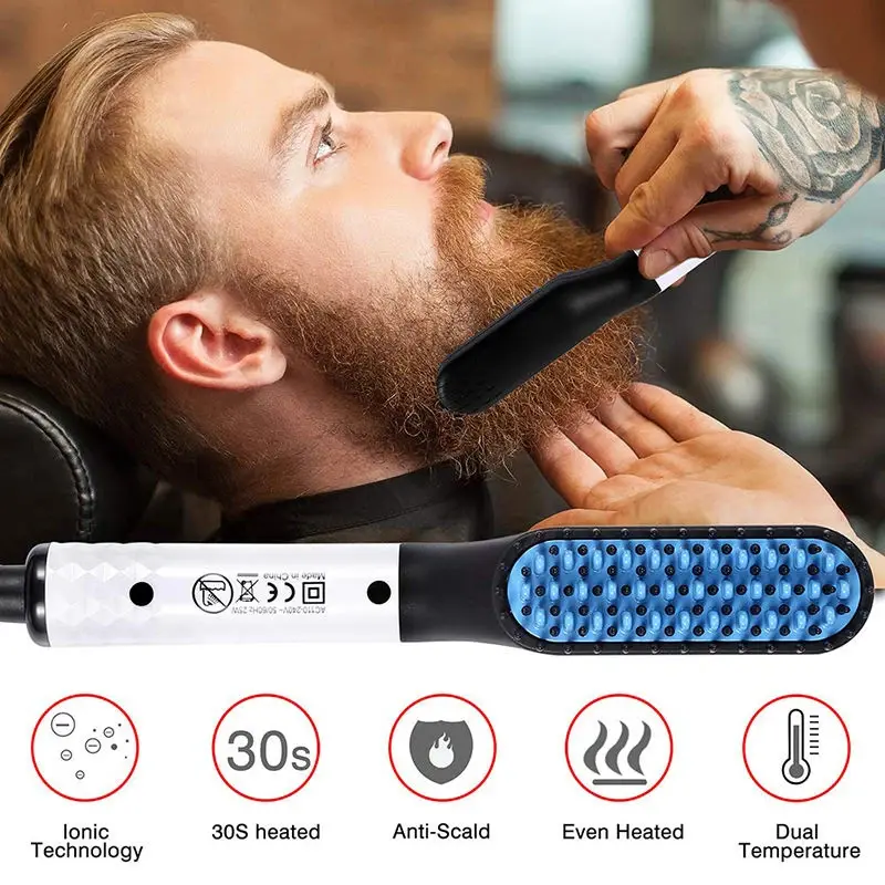 Sisir Pelurus Rambut Pria New Hair Beard Straightener Brush Catok Sisir Pelurus Catokan Rambut 3