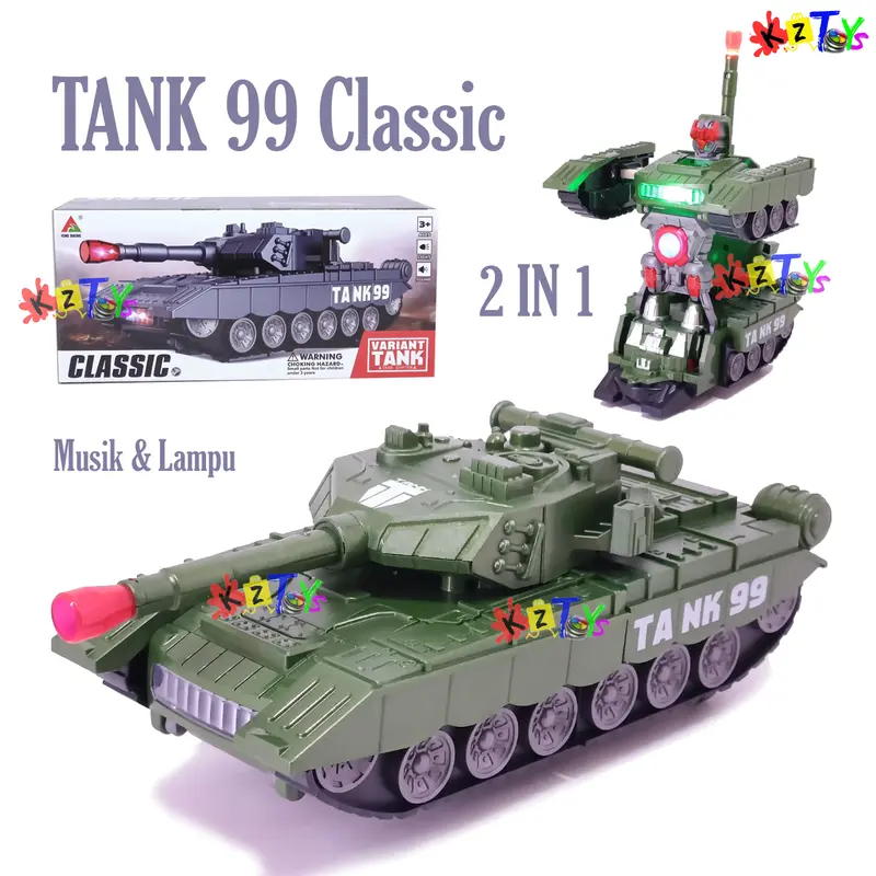 MAINAN COMBAT TANK DEFORMATION 99 CLASSIC 2 IN 1 MUSIK LAMPU 0