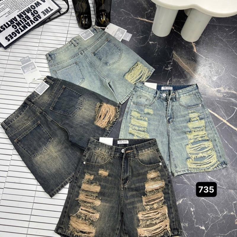 QUẦN JEAN ĐÙI NGỐ RÁCH TRƯỚC,RÁCH SAU 1 BÊN