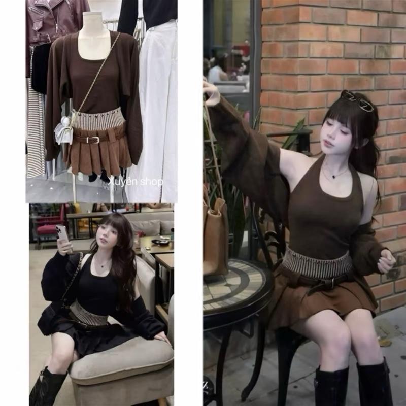 SÉT 4CT-MIX RỜI- TẶNG KÈM ĐAI KHI MUA CẢ SÉT Sét mix rời có bán lẻ áo LEN QC mix chân váy nhung tăm LAMI STORE 2101
