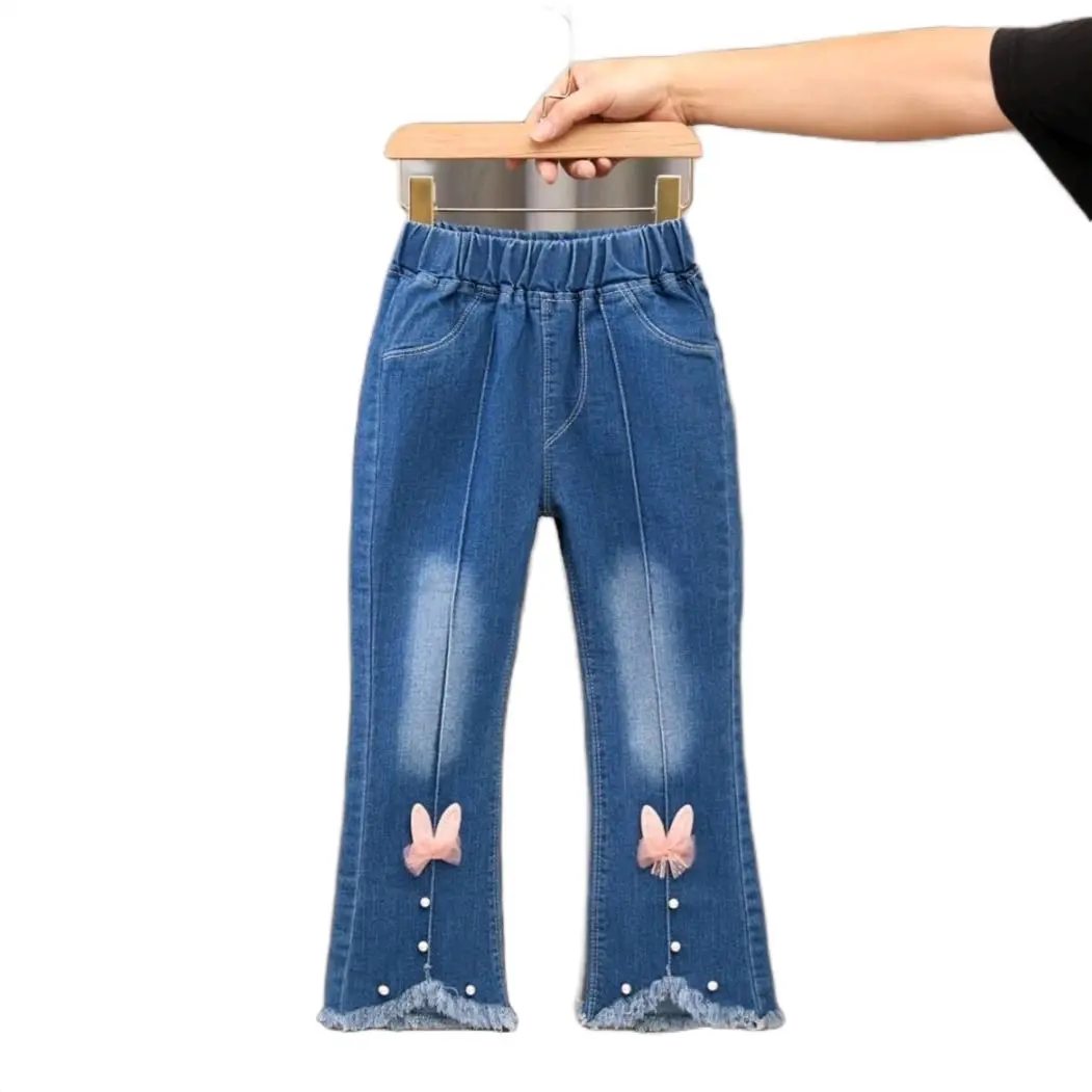 Seluar Jeans bootcut budak perempuan size 4tahun sehingga 12tahun kain jenis memeri lembut