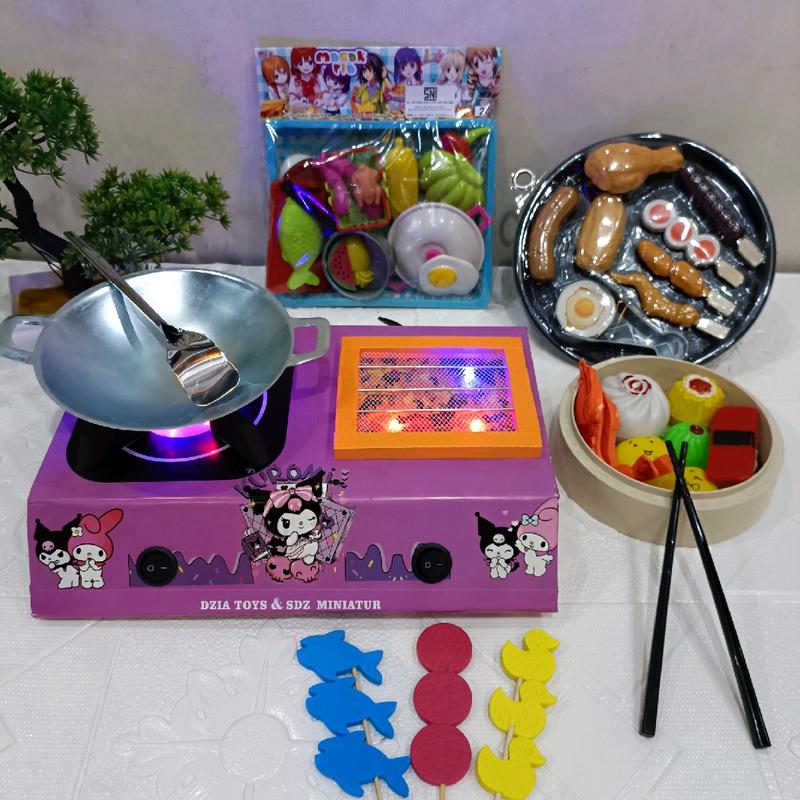 KOMPOR MAINAN 2 TUNGKU +BAKARAN BISA NYALA PAKE LAMPU LED# DORAEMON 4