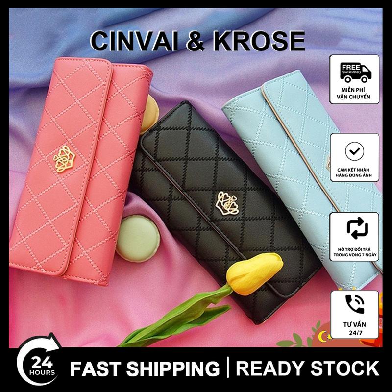 ví, ví nữ, ví dài, túi xách nhỏ nữ, túi điện thoại di động, túi xách, thời trang mới, phong cách Hàn Quốc, rất nhiều màu sắc, ví hình chữ nhật hoa kem Wallet Da