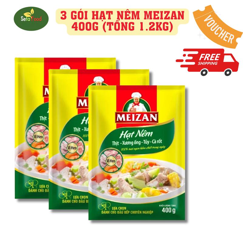 Meizan 3 Gói Hạt Nêm Vị Heo 400g Tổng 1.2kg Sản Phẩm Chất Lượng Tiện Lợi Vị Ngon Chuẩn