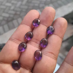 permata cutting kerjubung ungu amethyst 10x8 mm