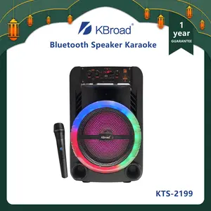 Speaker Karaoke KBroad KTS-2199 12W Bass MAX dengan Mic Wireless Profesional, Lampu RGB & Radio FM, Slot Khusus Mic - Suara Jernih, Nyanyi Tanpa Hambatan Equalizer Hijau Bluetooth Merah Smart