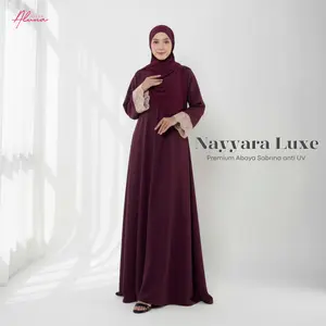 Nayyara Dress | Gamis Abaya Sabrina Anti UV Gamis Umroh Renda Polos Premium Busui Friendly By Hijab Aluna Mewah Muslim Syari Wanita