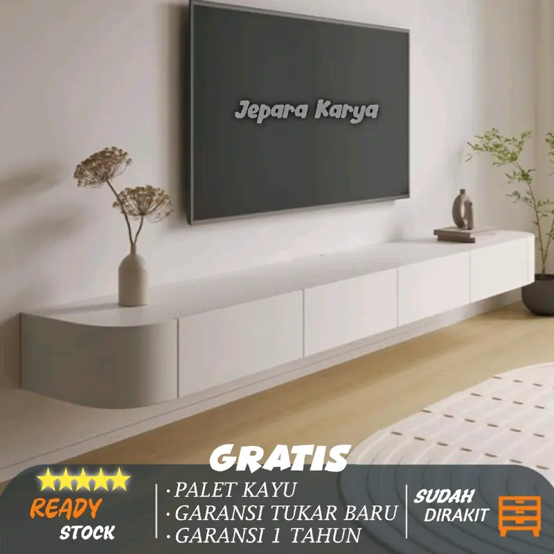 Meja TV Melayang 4 Laci (TG02) 180*200*220 Meja Tv Gantung Meja Tv Dinding Backdrop Meja Gantung 0