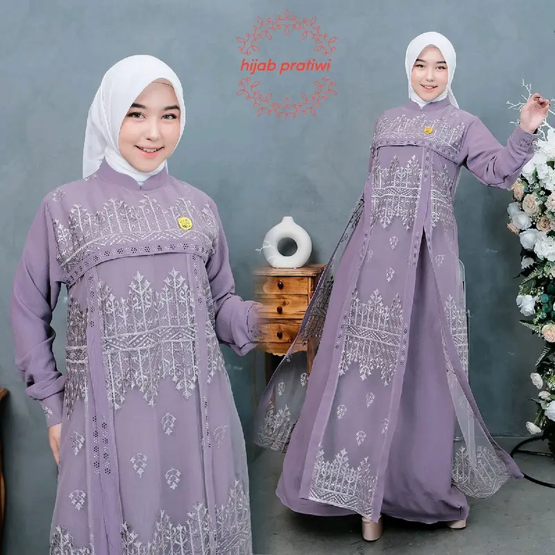 Hijab Pratiwi - Nazwa Dress Gamis Cringkel Mix Brokat Sapto Terbaru Gamis Kondangan Elegan Gamis Viral kekinian modern gamis lebaran 1